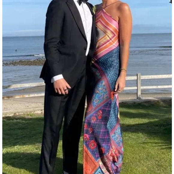 Staud Cubism Rare Bohemian Halter Maxi Satin Slip Dress - Picture 4 of 12